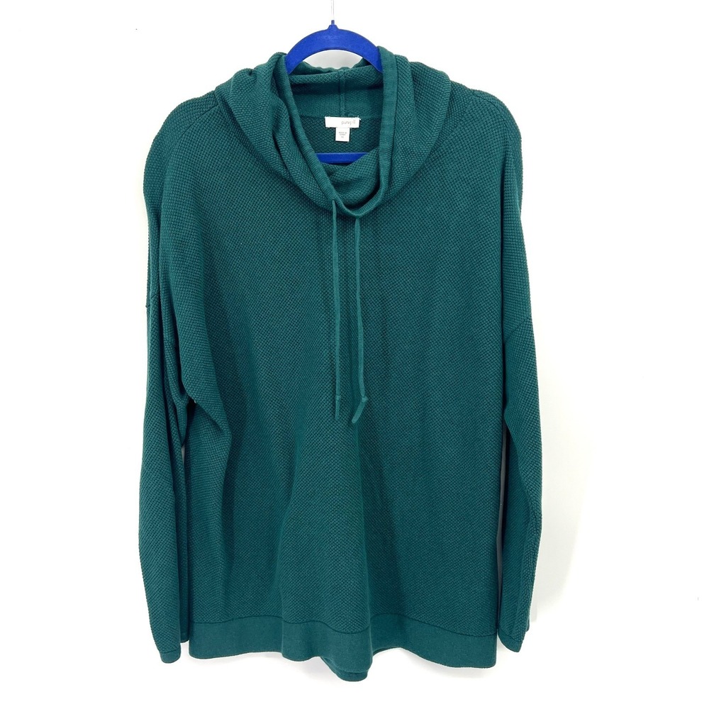 J. Jill pure cotton blend textured funnel cowl neck coastal gorpcore cozy top XL